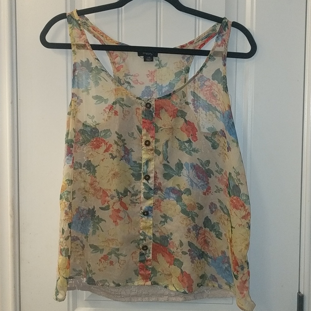 Sheer floral tank